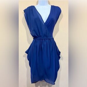 Bebe Blue Chiffon Draped Dress